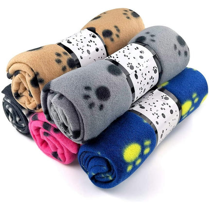 5 Pack Large Fleece Dog Blanket, 38x 27 inch Fluffy Cat Puppy Blanket, Soft Pet Blanket Sleep Mat Bed Cover with Color Paw Printing for Home Using - Couch,Sofa,Bed, Camping Mat, Car Seat