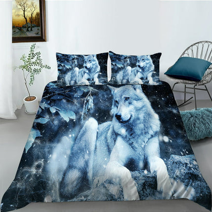 Home Textiles Wolf Printed Quilt Cover Bedding Cover Set Luxury Bedroom Decor,King(90"x104")