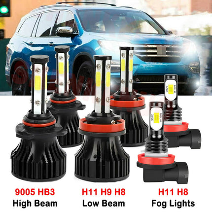 H11 9005 High&Low Beam for Honda Pilot 2006-2015 2016 2017 2018 LED Headlights Fog Lights 6pcs
