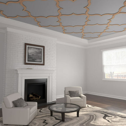 66 5/6"W x 66 5/6"H x 3/8"T King Size May Decorative Fretwork Wood Ceiling Panels, Alder
