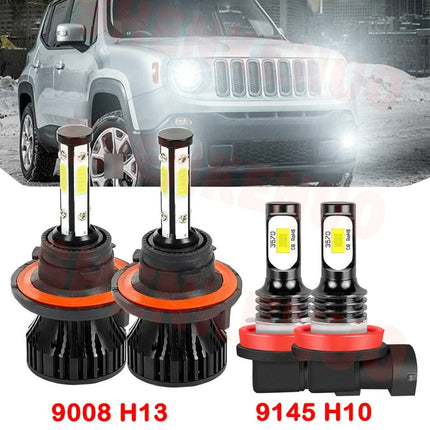 H13 9008 High&Low Beam for Jeep Renegade 2015 2016 2017 2018 2019 2020 LED Headlights H11 Fog Lights 4pcs
