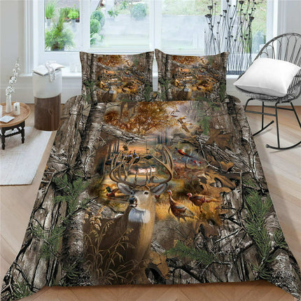 Quilt Covers Home Bedclothes 2/3 Pcs Home Decor 3D Deer Printed Duvet Cover Set Bedroom Decoration,Twin (68"x86")