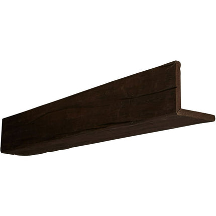 8"W x 4"H x 8'L 2-Sided (L-beam) Riverwood Endurathane Faux Wood Ceiling Beam, Espresso Finish