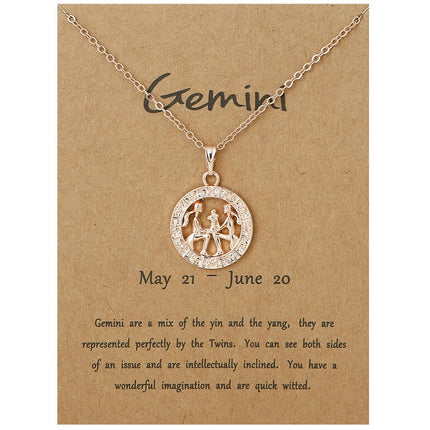 Mothers Day Gifts Twelve Constellation Pendant, Elegant Chain Necklaces Letter Necklace Necklaces for Women
