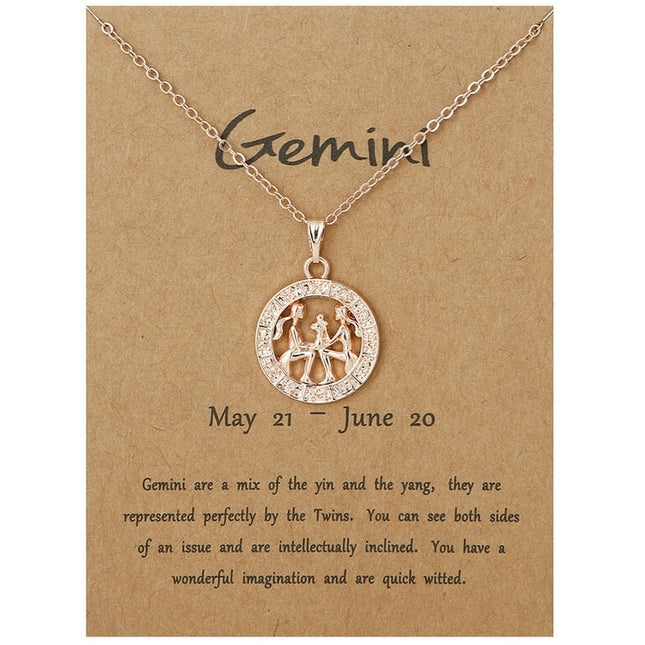 Mothers Day Gifts Twelve Constellation Pendant, Elegant Chain Necklaces Letter Necklace Necklaces for Women
