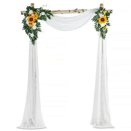 Nuptio Wedding Arch Flowers Kit for Ceremony Pack of 3 Artificial Floral Arrangements for Wedding Reception Backdrop Decoration, Sunflower & White