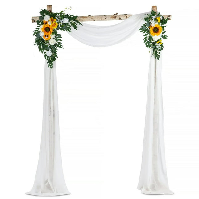 Nuptio Wedding Arch Flowers Kit for Ceremony Pack of 3 Artificial Floral Arrangements for Wedding Reception Backdrop Decoration, Sunflower & White