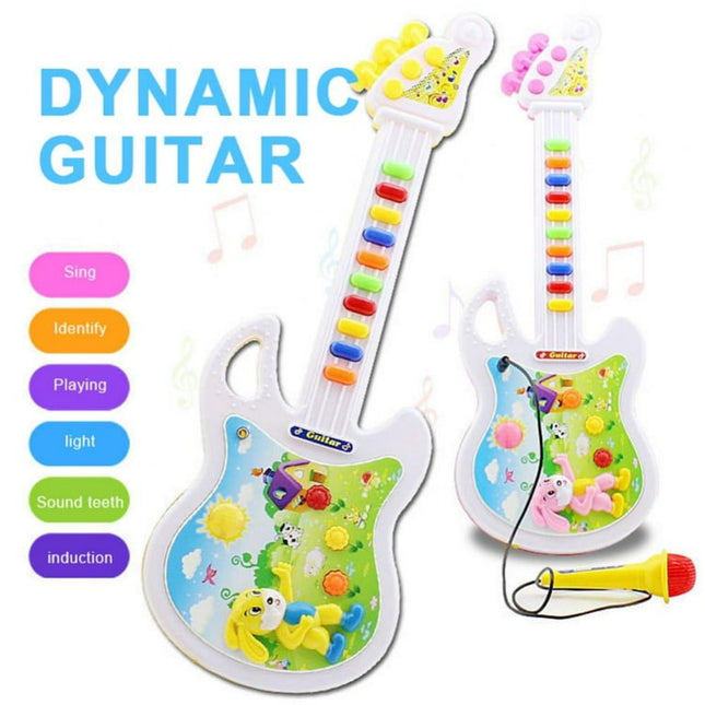 Kids Play Guitar Music Electric Guitar Toy for Kids Electronic Toy Guitar Musical Instruments with Microphone and Colorful Lights Electronic Keyboard Piano Toy for Kids,Educational Musical Toys