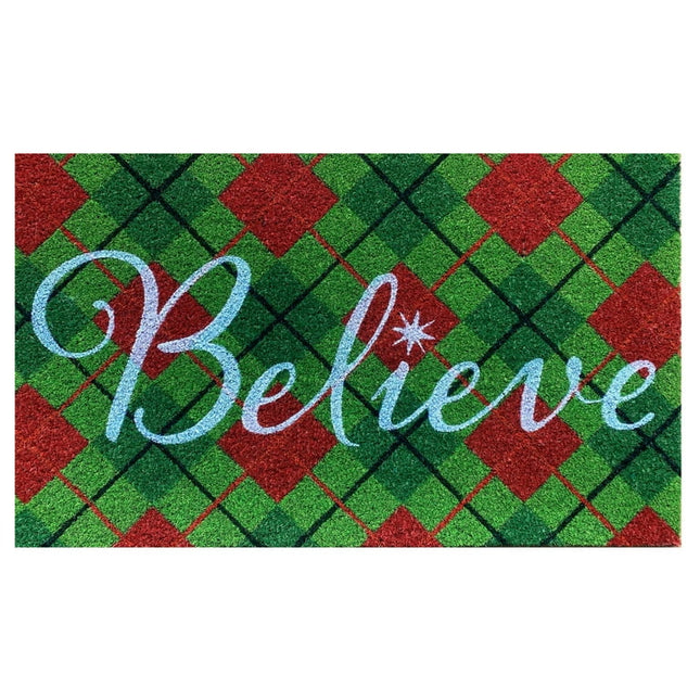 Believe Christmas Coir Doormat 30" x 18" Indoor Outdoor Briarwood Lane