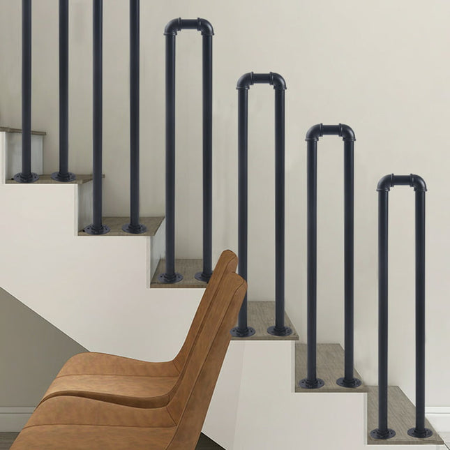 Miumaeov Stair Handrail Matte Black U-Shaped Industrial Railing Non-Slip Safety for Garden Loft Corridor Villa Hotel Indoor or Outdoor Elderly Children's Support Poles