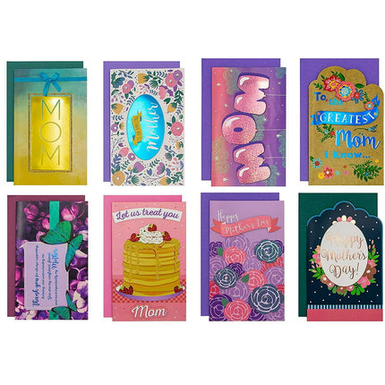 B-THERE Bundle of 8 Handmade Mother's Day Cards - Large Beautifully Embellished W/ Tip-ons, Foil & Glitter