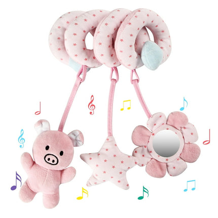 AIPINQI Baby Car Seat Toy Hanging Toy Spiral Plush Toy for Infant Crib Stroller, Pink
