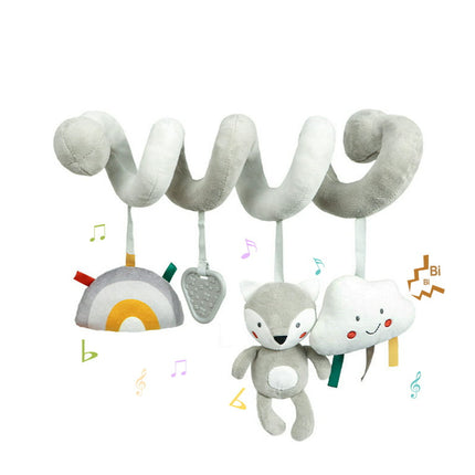 AIPINQI Baby Car Seat Toy, Plush Hanging Spiral Activity Toy for Stroller, Fox