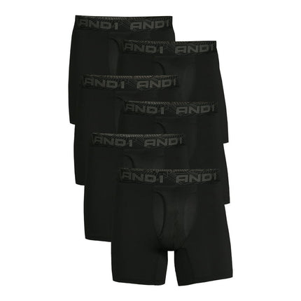 AND1 Men's Underwear Pro Platinum Boxer Briefs, 6 Pack, 6"