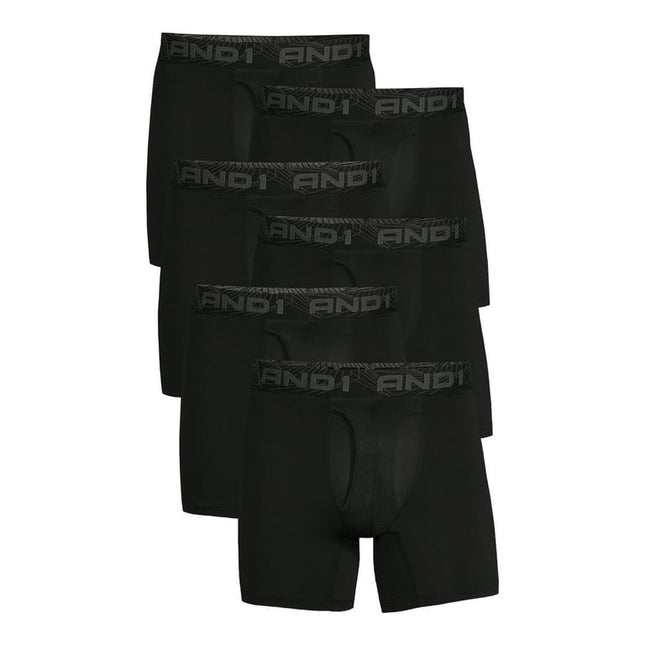 AND1 Men's Underwear Pro Platinum Boxer Briefs, 6 Pack, 6"