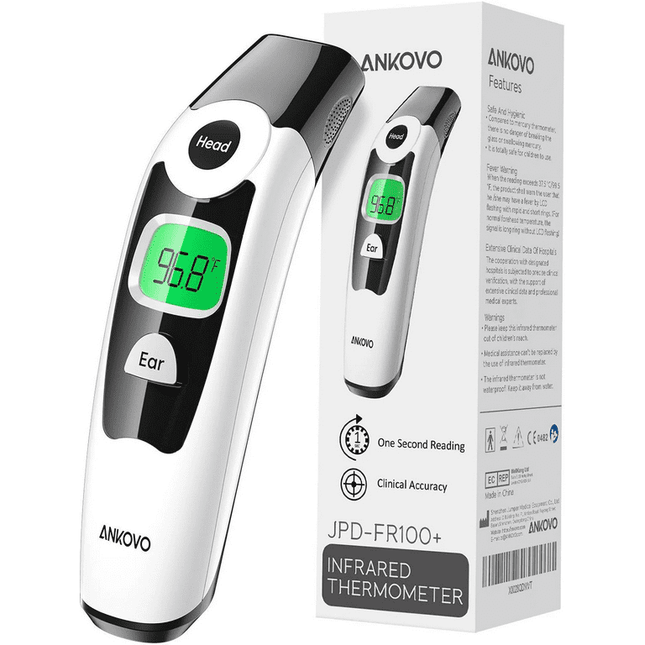 ANKOVO Dual Mode Infrared Thermometer for Baby & Kid, 1s Reading, 2 Colors Backlight, 20 Memories Recall