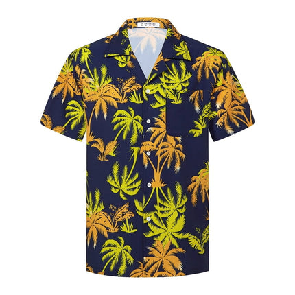 APTRO Men's Short Sleeve Shirts Hawaiian Shirts Aloha Party Shirts Beach Shirts Casual Button Down Shirts With Pocket Navy MF191 L