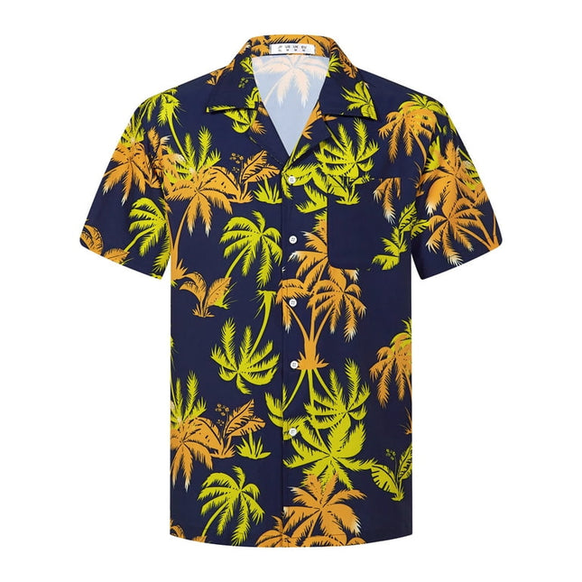 APTRO Men's Short Sleeve Shirts Hawaiian Shirts Aloha Party Shirts Beach Shirts Casual Button Down Shirts With Pocket Navy MF191 L