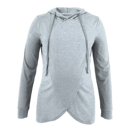 Aayomet Maternity Shirts for Womens Striped Print Long Sleeve Casual Tee Shirt,Gray XXL