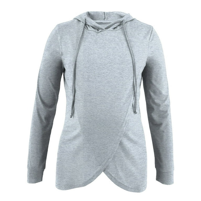 Aayomet Maternity Shirts for Womens Striped Print Long Sleeve Casual Tee Shirt,Gray XXL