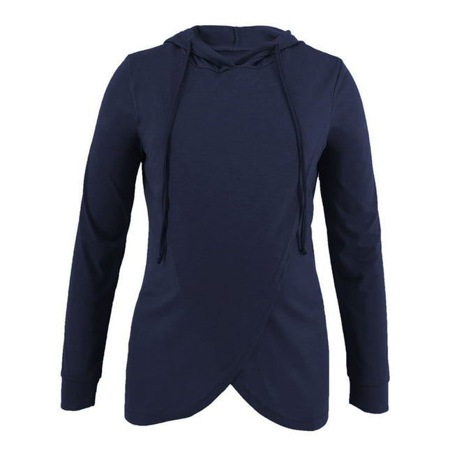Aayomet Women's Maternity Shirts Long Sleeve Side Ruching Round Neck Shirt,Navy S