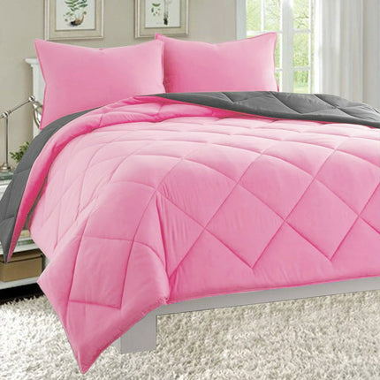 All Season Reversible 2-Piece Comforter Set - Twin/Twin XL, Pink/Gray