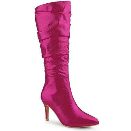 Allegra K Women's Slouchy Pointed Toe Stiletto High Heels Knee High Boots