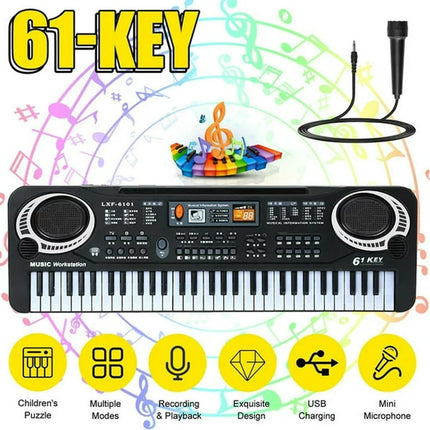 Anself 61 Keys Kids Digital Music Electronic Keyboard Electric Piano Beginner Keyboard for Girls &amp; Boys, Ages 4-8, 9-12, 13-19 with Microphone