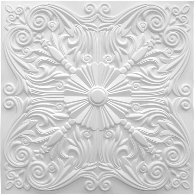 Art3d 12-Pack Decorative Drop Ceiling Tile 2ft x 2ft in Matte White, PVC Ceiling Panel 24 x 24in.