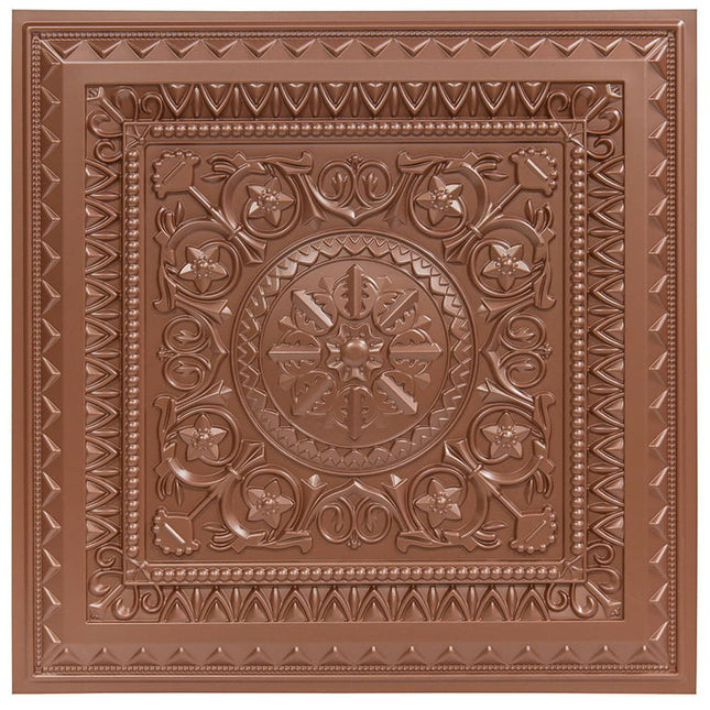 Art3d 12-Pack PVC Drop Ceiling Tiles Glue up Ceiling Tiles,24"x24" Plastic Sheet in Copper 48 Sq.ft