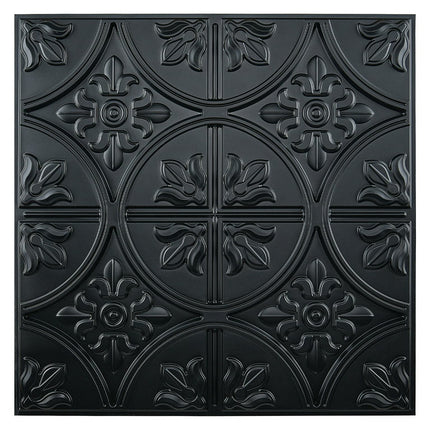 Art3d 12 Pcs Drop Ceiling Tiles 2ft x 2ft, Glue-up Ceiling Panel, Covering 48 Sq.ft, Fancy Classic Style in Black
