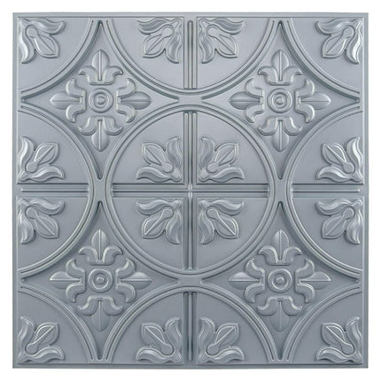 Art3d  2x2 PVC Decorative Ceiling Tile, 3D Ceiling Panel Fancy Flower(Pack of 12) Grey