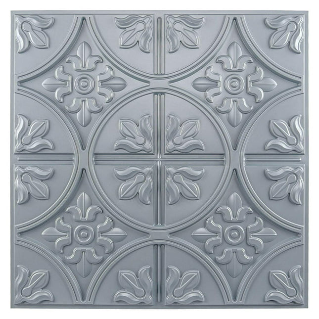 Art3d  2x2 PVC Decorative Ceiling Tile, 3D Ceiling Panel Fancy Flower(Pack of 12) Grey