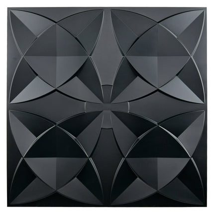 Art3d  2x2 PVC Decorative Suspended ceiling Tile, Glue-up Ceiling Panel Classic Floral (Pack of 12) Black