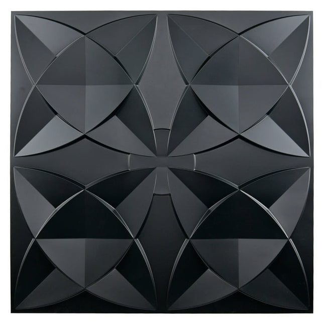 Art3d  2x2 PVC Decorative Suspended ceiling Tile, Glue-up Ceiling Panel Classic Floral (Pack of 12) Black