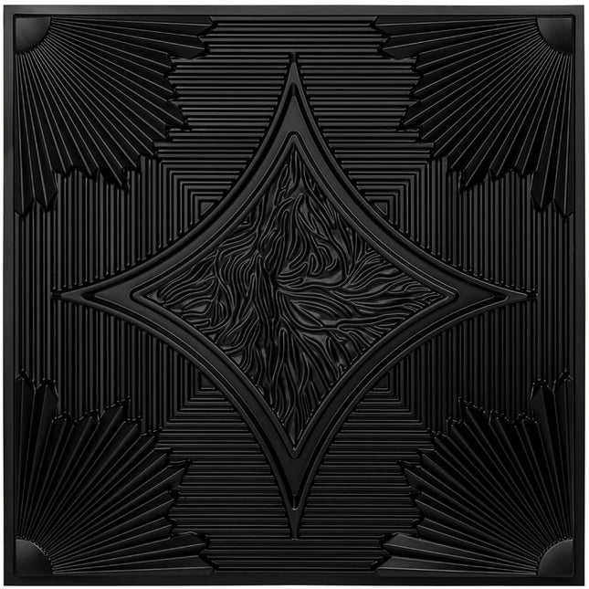Art3d Drop Ceiling Tiles 24x24 in Black (12-Pack, 48 Sq.ft), 3D Wainscoting Panels Glue up 2x2ft