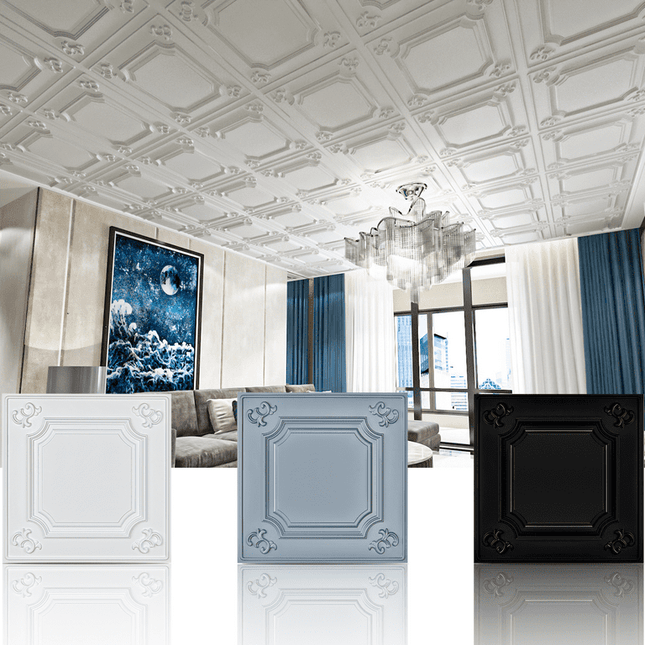 Art3d Drop Ceiling Tiles 24x24 in White (12-Pack, 48 Sq.ft), Wainscoting Panels Glue Up 2x2