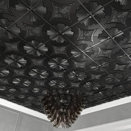 Art3d Drop Ceiling Tiles 2x2ft,3D Wainscoting Panels Glue Up,12Pcs, 48 Sq.ft Black