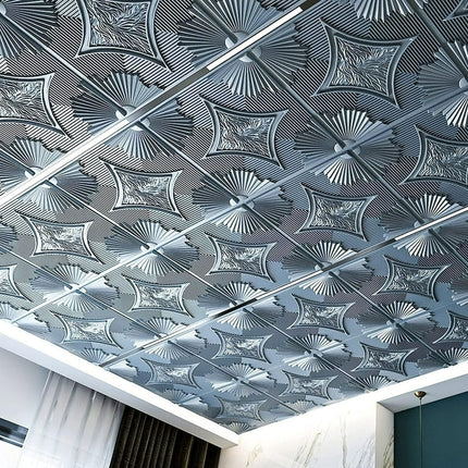 Art3d Drop Ceiling Tiles 2x2ft,3D Wainscoting Panels Glue Up,12Pcs, 48 Sq.ft Grey