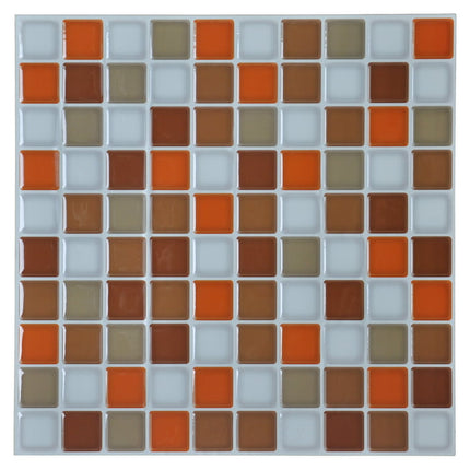Art3d Orange Mosic 12 in. x 12 in. Peel and Stick Wall Tile Backsplash (6-Pack)