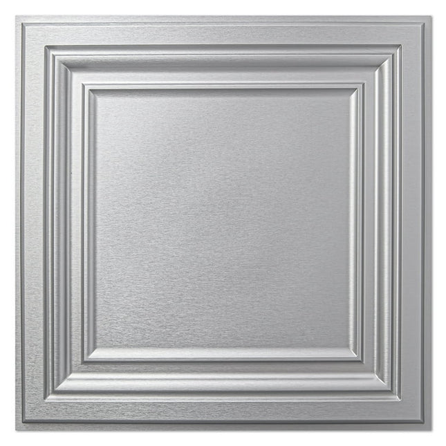 Art3d PVC Ceiling Tiles 12-Piece 24x24 inch Glue up Ceiling Tiles in Antique Sliver
