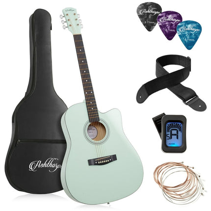 Ashthorpe 41-Inch Beginner Acoustic Guitar Starter Package, Mint Green