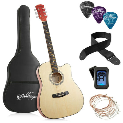 Ashthorpe 41-Inch Beginner Acoustic Guitar Starter Package, Natural