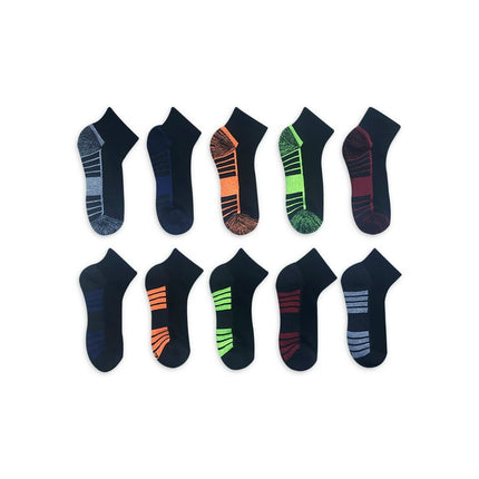 Athletic Works Boys Cushioned Ankle Socks, 10-Pack S (4-8.5) - L (3-9)
