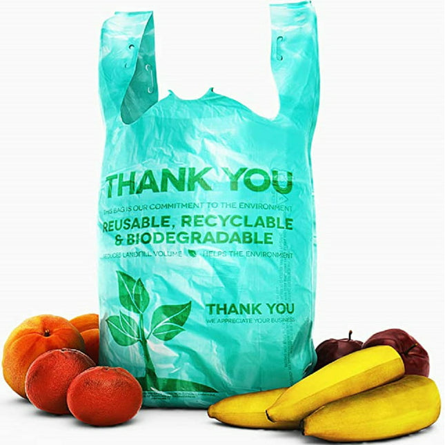 Avant Grub 22" Green Plastic Grocery or Takeout Bags with Thank You Text, 500 Pack