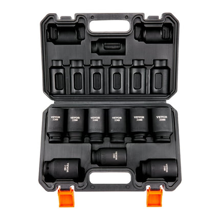 BENTISM 1/2" Drive Impact Socket Set, 6 Point, CR-MO, Metric, 29mm-38mm, 9-Piece 1/2" Dr. Deep Impact Socket Set