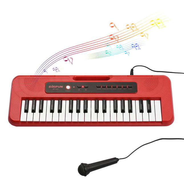 BIGFUN Keyboard Piano, 37 Keys Portable Piano Keyboard with Mini Microphone Headphone Jack Preset 10 Demos Supports Recording, Digital Musical Electric Piano Toys for Kids Boys Girls