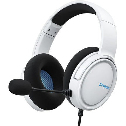 BINNUNE Wired Headphones with Microphone for Kids Adults Corded Audifonos Para Computadora Gamer Headset for PC/Laptop/ Playstation 5 Gaming Console, White