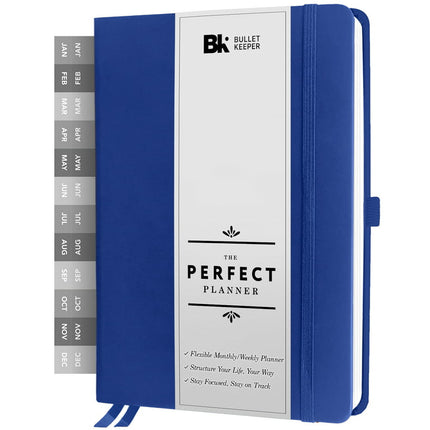 BK Undated Weekly/Monthly Planner 2022-2023 - Daily Planner Agenda & Personal Organizer to Increase Productivity, Academic Planner w/ Sticker Set. A5 (5.8 x 8.3) - Blue Hardcover