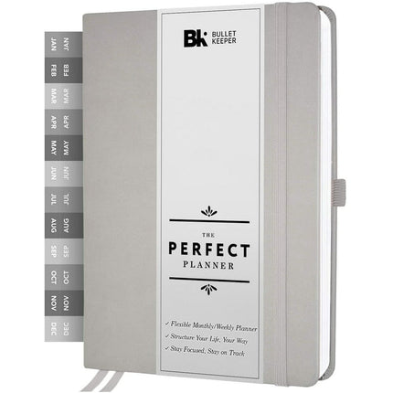 BK Undated Weekly/Monthly Planner 2022-2023 - Daily Planner Agenda & Personal Organizer to Increase Productivity, Academic Planner w/ Sticker Set. A5 (5.8 x 8.3) - Gray Hardcover